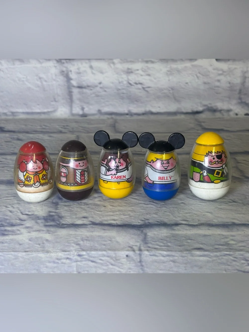 Vintage 70 80s Weeble Wobbles Mickey Mouse Club House Weebles Mickey Billy Karen